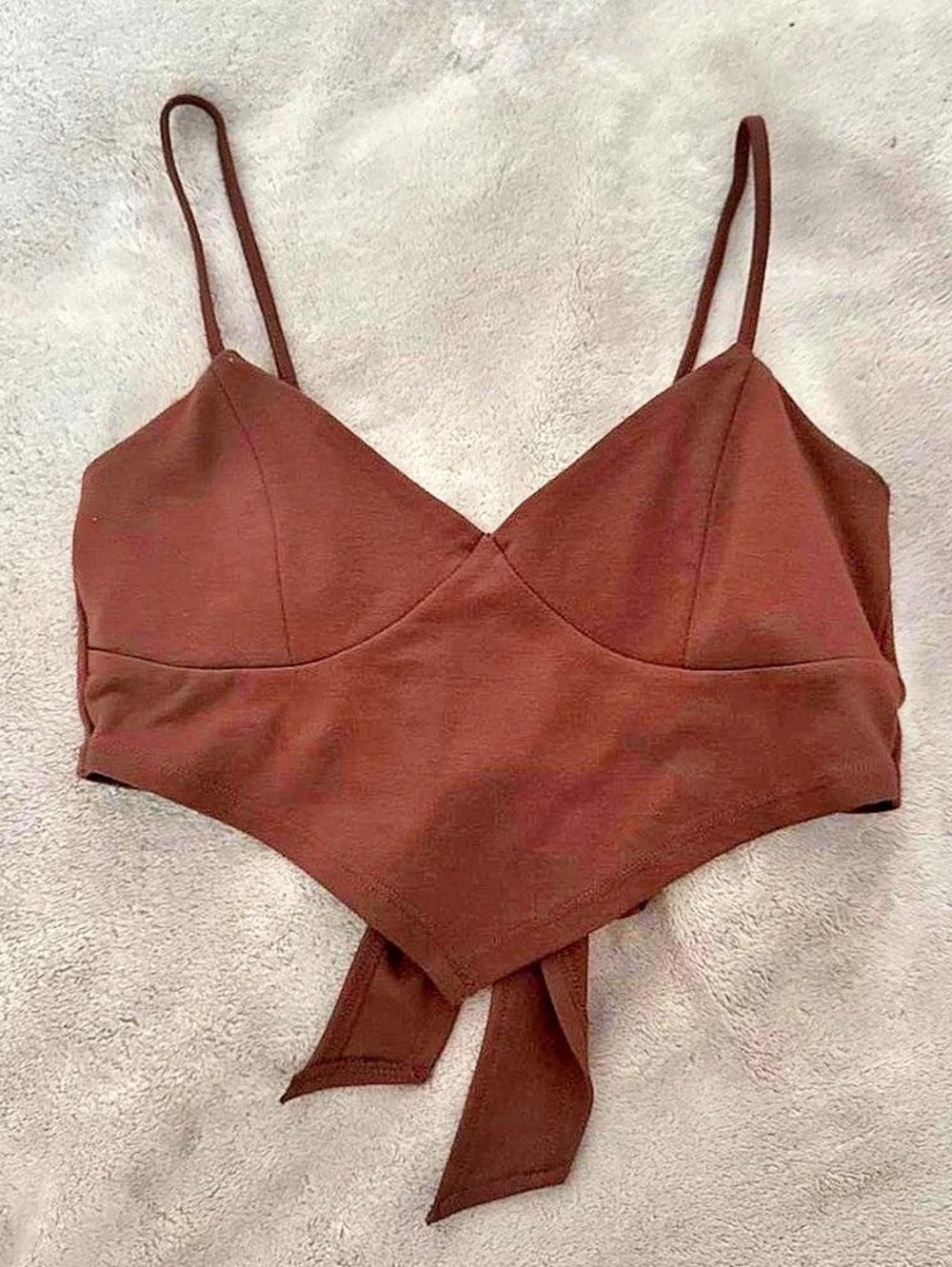 Forever 21 Tie-Front Brown Crop Top Size Small